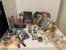 JUNK DRAWER LOT VINTAGE TO MODERN MISC ITEMS COINS ORNAMENTS TILE SOME NEW +MORE picture