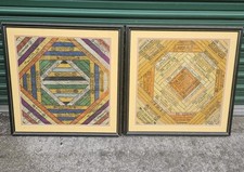 Pair of Framed 1800's Vintage Antique Silk Cigar Bands Folk Art  LOCAL PICKUP picture