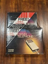Vintage 1980 ITT Model 1500 ULTRA80 Beige Telephone & Phone Holder New & Sealed picture