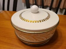 Vintage Collectible White & Gold Footed Guildcraft Tin picture