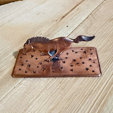 VTG Bell Trading post Solid Copper Horse Desktop Stand picture