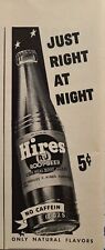 Vintage Print Ad 1942 WWII Hires Root Beer Just Right At Night Real Root Juices picture