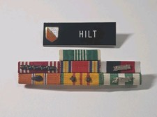 Vietnam War Era Military Ribbon Bar Rack w/ HILT Name Tag & Devices picture