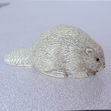 Handcrafted in Canada Beaver Figurine 5” Wildlife Animal Sculpture Vtg picture