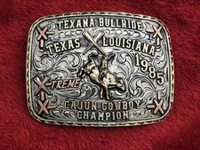 Cajun Texana Bull Riding☆X~TREME☆1985☆RODEO CHAMPION TROPHY BUCKLE☆☆RARE☆360 picture