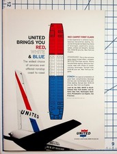 1964 United Airlines DC-8 Jet Mainliner Red White Blue Flight Ad Ephemera picture