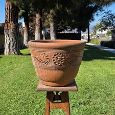 Vtg Terracotta Planter Relief Flower Garland Clay Pot Tuscan Garden 16