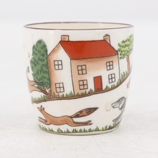 Rare Crown Staffordshire England Bone China Egg Cup Fox Hunting Scene Equestrian picture