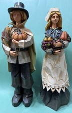 Thanksgiving Pilgrim Figures, 2 piece set, Large Resin, 16-17”- Used picture