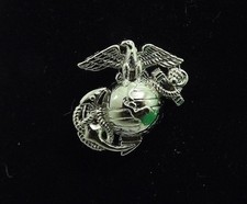 FREE SHIP USMC Silver Tone Left Collar Pin Marine Corps Lapel Pin 7/8