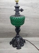 Vtg Emerald Green Hobnail Electric Antique Lamp picture