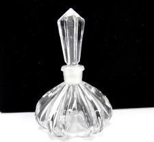 Crystal Perfume Bottle w Stopper Faceted Ribbed Ridges 4.5