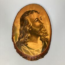 VTG Jesus Wood Plaque 10” Inspiration Wooden Slab Resin Dipped with Live Edge picture