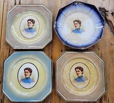 Antique Set of 4 Mrs. Cleveland Cabinet Plates Advertising Imperial China Luster picture