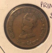 1929 INDIA- GWALIOR 1/4 ANNA -PRINCELY STATES Copper Coin-KM#177~Jivaji Rao picture