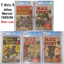 Black Knight 1 thru 5 1955, 1st App Black Knight, Stan Lee, Atlas Marvel CGC 5-7 picture