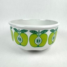 Vintage 1960s Arabia Finland Pomona Green Apple 8.5” Round Vegetable Mixing Bowl picture
