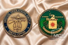Vintage CIA Special Operations Group SOG Tertia Optio Coin Set + 2 Pins & Paper picture