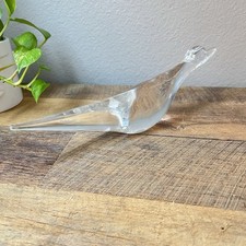 Vintage Clear Art Glass Goose Figurine Paperweight UV Glow picture