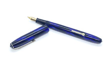 CONWAY STEWART 16 FOUNTAIN PEN IN BLUE CANDLE FLAME SPRINGY 14K MEDIUM NIB picture
