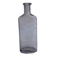 Vintage Glass Bottle Thumb’s Sun-shine Polishes Display Prop Chicago Purple Tint picture