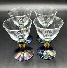 Vietri Prism Wine Glasses Goblets Set of 4 Multicolor Stem Discontinued picture