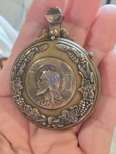 Antique Sterling Silver Church Pyx, The Sacred Heart Eucharistic Wafer picture
