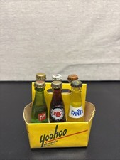 6 Vtg Miniature Yoohoo 7up Crush Pepsi TRC Fanta Glass Bottles Collectible picture