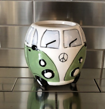 Green Ceramic Round Hippe Peace VW Bus-Van Planter picture