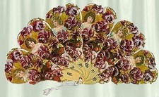 Victorian, Vintage  PANSY  LOVING Fan Greeting Card picture