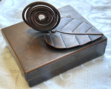Vintage Rebajes MCM Copper Leaf Box with Coiled Stem picture