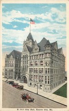 CITY HALL BUILDING AND STREET SCENE POSTCARD KANSAS CITY MO MISSOURI 1910s picture