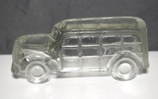 Vintage 1940s Clear Glass Woody Station Wagon Car Automobile Candy Container picture