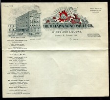 CANADA c1907-10s The Ottawa Wine Vault. Beers, Liquors. ADVERTISING Letterhead picture