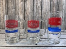 3 Vintage SCHMIDT BEER Glasses - 2 MUGS and 1 Half Liter, Nice picture