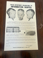 1957 Information Wanted Poster Boy in the Box Philadelphia Missing original  picture