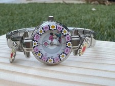 disney minnie mouse vinage swiss watch (rare painted flower crystal picture