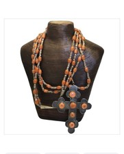 120.2gr Atributted To Zuni Horace Iule 1901-1978 Heishi Coral Cross necklace picture