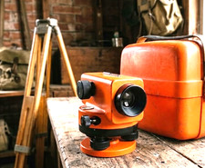 Vintage Wild Heerbrugg Surveying Hard Case with Base Mount Swiss Made Orange picture