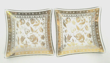 Set of 2 Georges Briard Gold Clear Glass Square Tray Bowl 5.5