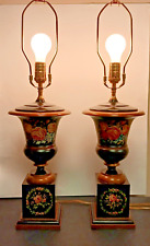 Stunning Pair of Vintage Odessa Hand Painted Wooden Lamps picture