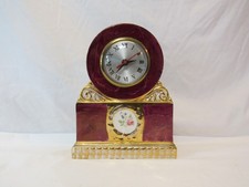 Vintage Sessions Mantle Maroon Clock Faux Marble Gold Trim picture