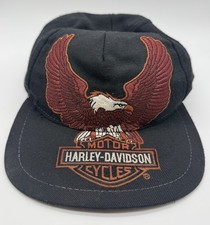 Rare Vintage Harley-Davidson Black Snapback Hat With Eagle Embroidered *ISSUES* picture