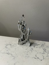 Rare Vintage Pewter Metal Fantasy Castle Figurine w/ Crystal Accents 5in picture