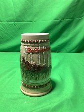 Vintage 1981 Budweiser Holiday Beer Stein Snowy Woodlands Clydesdale Horses picture