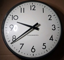 Antique Stromberg Carlson School Wall Clock Curved Dome Glass 13” Impulse Type picture