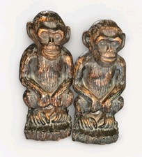 Vintage Sitting Monkeys Resin Bookends Heavy picture