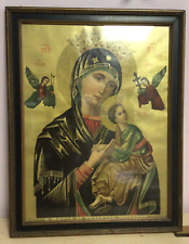 Antq Puccinelli Our Lady of Perpetual Help Russian Icon Picture Wood Frame Large picture
