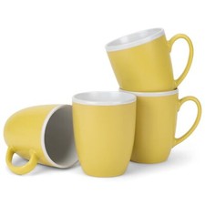Elanze Designs Solid Color Yellow White Interior 16 ounce Matte Ceramic Mugs ... picture