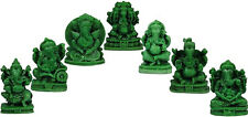 Ganesha Idol Polystone Home Decor Set of 7 Jade Green Ganesh Figurines H-3